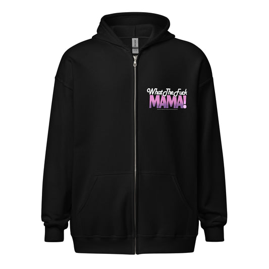 WTF Mama: NSFW Logo Front Nanita Mugshot Back Unisex Heavy Blend Zip Hoodie